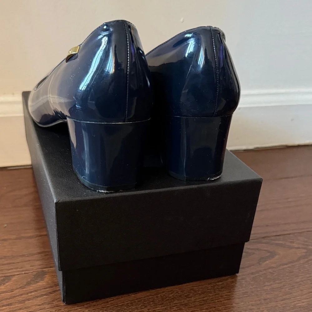 Calvin Klein Navy Patent Block Heels - Picture 5 of 7